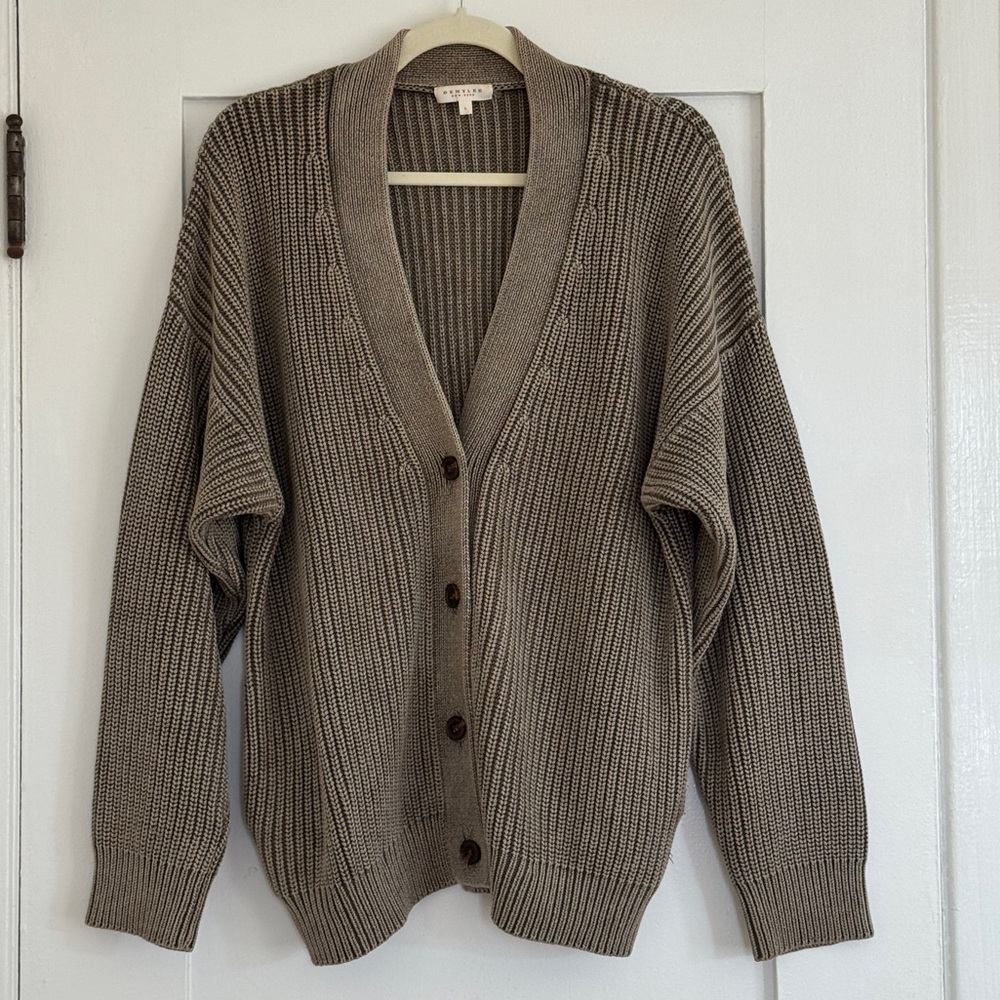 Demylee Cotton Brown Knit Cardigan